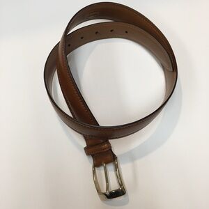 Barrett Men's Brown Leather Belt Size 95/38 Solid Brass Buckle Made in Italy